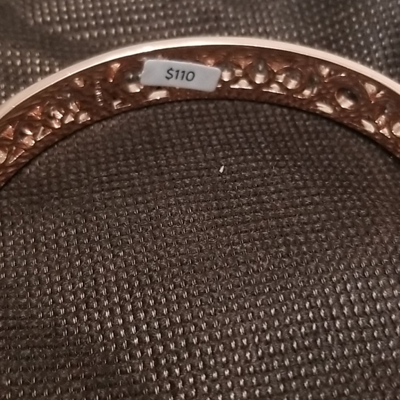 Rose Gold Coach Logo Bangle with Rhinestones - Picture 4 of 4